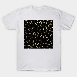 Artistic Squiggle Colorful Print Pattern Yellow T-Shirt